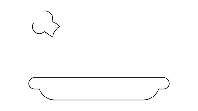 Roasted turkey line drawing on plate isolated white background for food marketing footage.