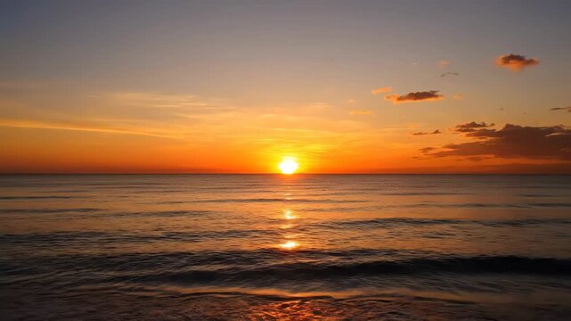 Sunset at the beach, sea level scenery, beautiful sunrise at sea