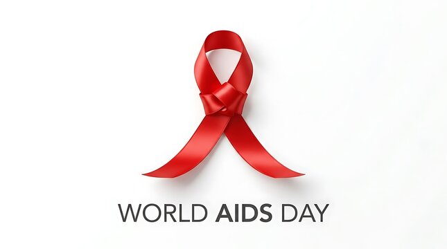 Red ribbon symbol for world aids day with white background awareness campaign