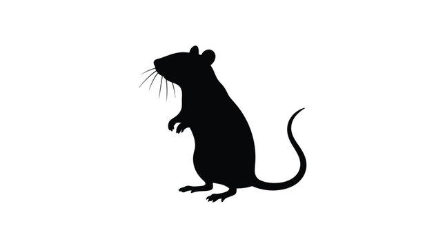 vector illustration of a black rat