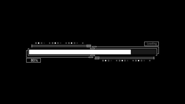 Minimal digital loading bar with percentage progress and simple interface elements animation, Digital modern loading bar animated
