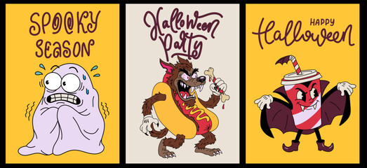 Fototapeta premium Cute Halloween Character Poster Collection