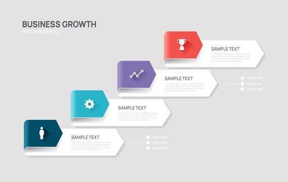 Business Growth infographic chart template for business 4 step, presentation and icon elements.