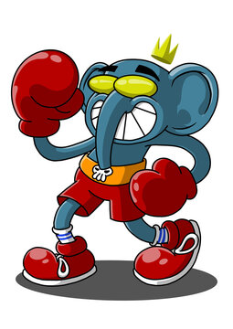 Cartoon Elephant Boxer 