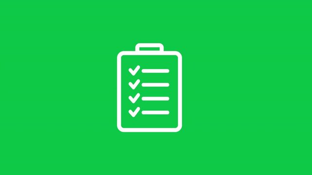 Checklist Task Clipboard With List Animation Graphics On Green Screen Background