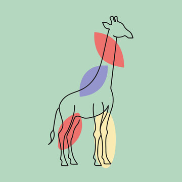 Minimalist Monoline Giraffe Vector Illustration - Abstract Continuous Line Art