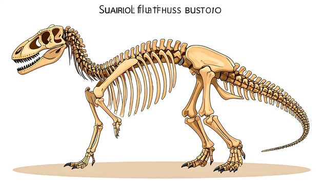 Skeleton of a prehistoric flat-headed bustard dinosaur.