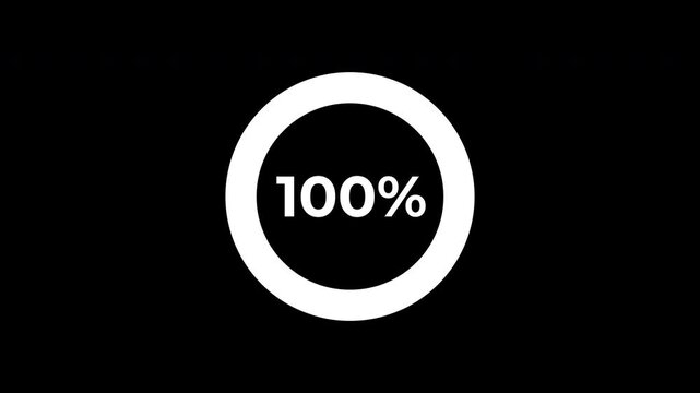 Hundred Percent Circular Loading Progress Indicator Motion Graphic Animation On Black
