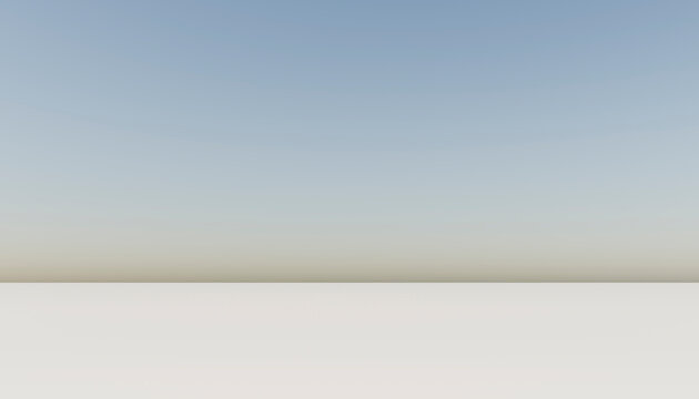 Empty flat landscape with clear gradient sky and horizon line