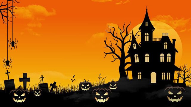 Halloween Background Animation Template. Happy Halloween With Scary Pumpkins. Halloween Scary Horror Background Animation Footage