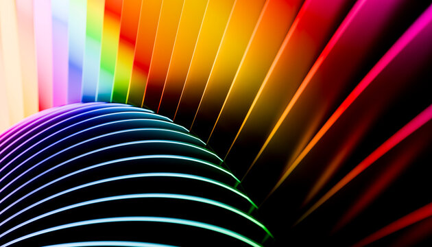 Abstract colorful curved lines with vibrant gradient and glowing