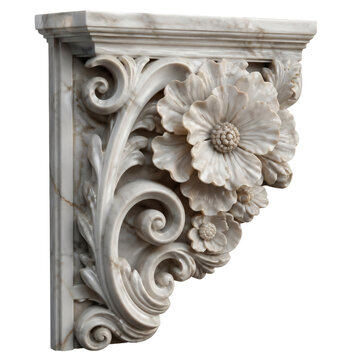 Ornate Marble Floral Corbel Architectural Element