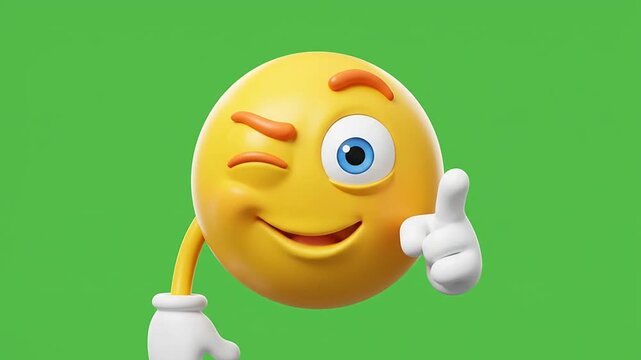 3d emoji character with various expressions on green screen