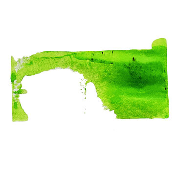 Bright green watercolor paint splash shaped like a map of panama country with artistic textured brush strokes