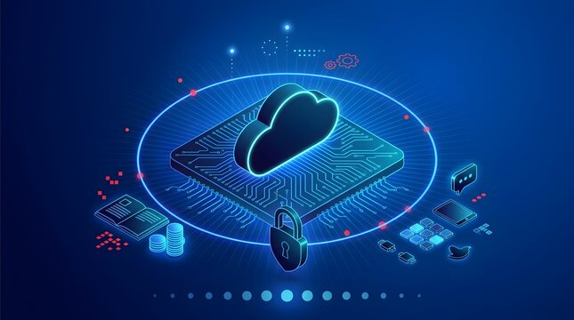 Cloud computing and digital security concept