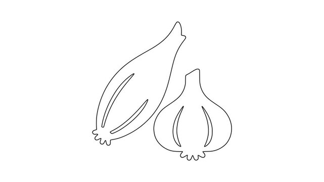 Fresh garlic bulbs, fresh food, healthy produce, animated icon