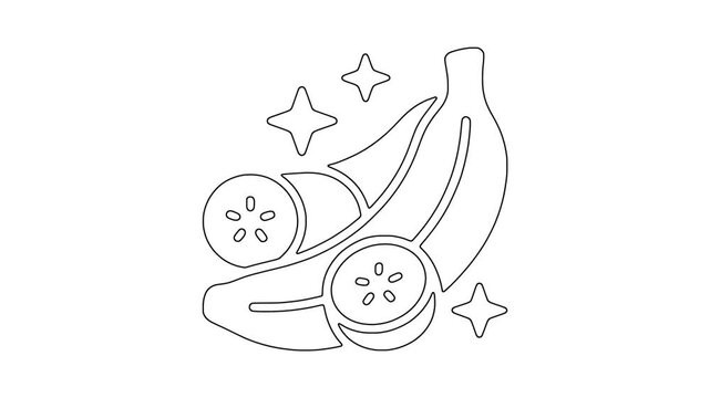 Banana fruit with , fresh food, healthy produce, animated icon