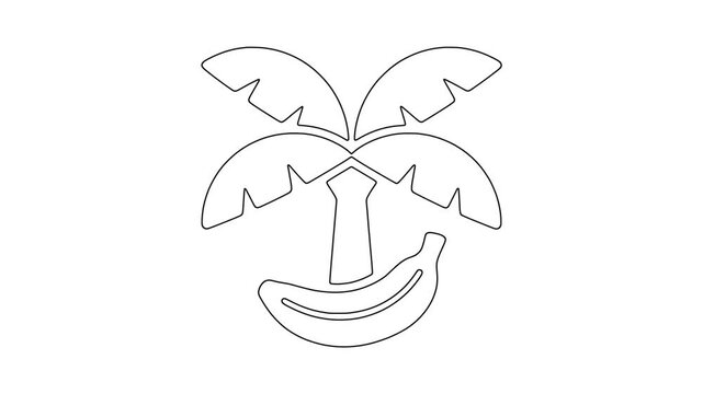 Tropical banana pl, fresh food, healthy produce, animated icon