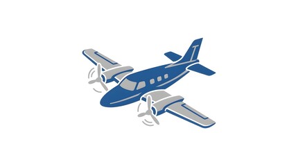 Fototapeta premium Isometric Blue Twin Engine Propeller Airplane Vector Illustration.