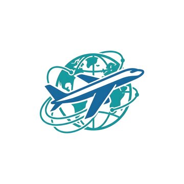 Global Airplane Travel Icon Representing Worldwide Aviation and Tourism.