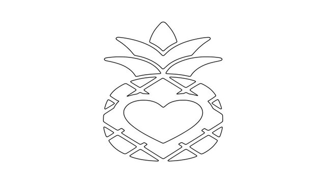 Pineapple with hea, fresh food, healthy produce, animated icon