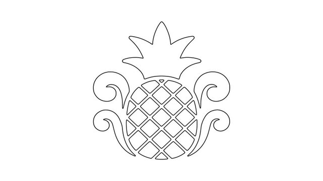 Pineapple with dec, fresh food, healthy produce, animated icon