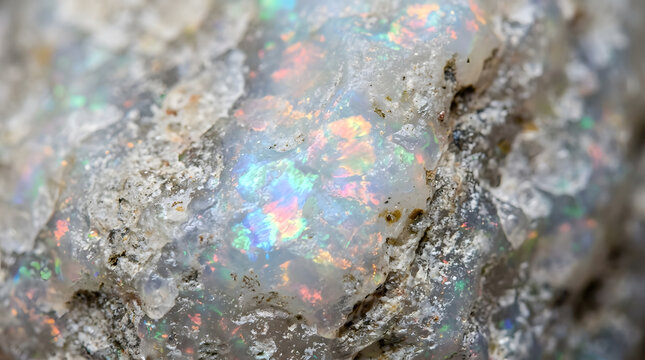 iridescent raw opal gemstone texture macro | colorful rainbow precious opal stone surface | natural untreated opal mineral specimen close up | shimmering crystalline rock formation background