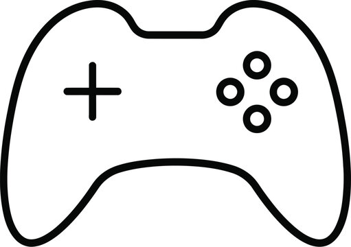 Gamepad game controller icon outline vector illustration with controller joystick entertainment technology