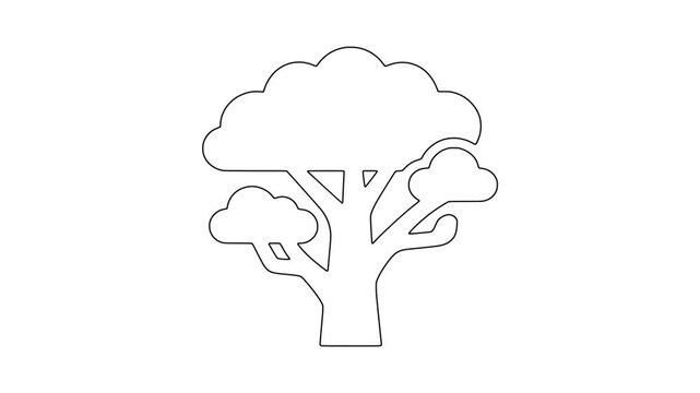 Stylized leafy tre, fresh food, healthy produce, animated icon
