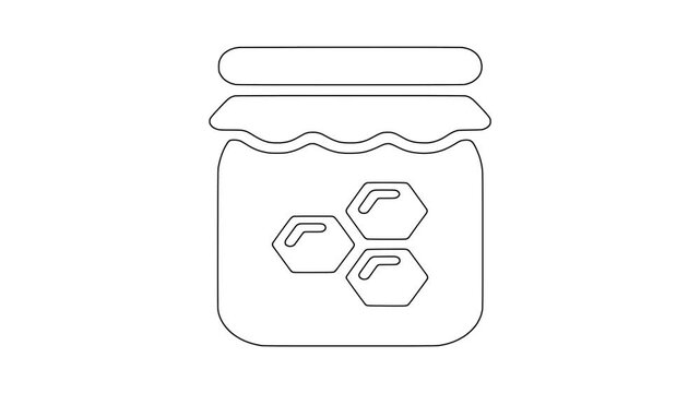 Honey jar with hon, fresh food, healthy produce, animated icon
