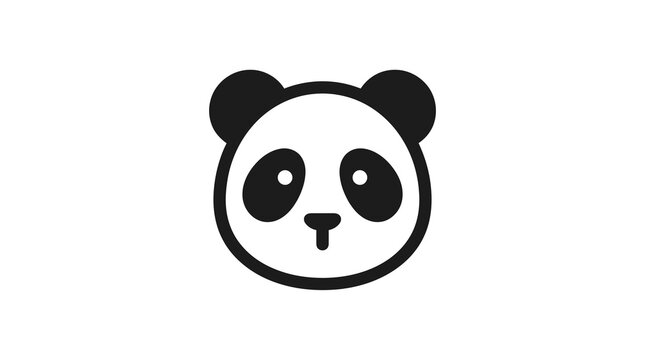 Minimalist black panda head icon on white background.