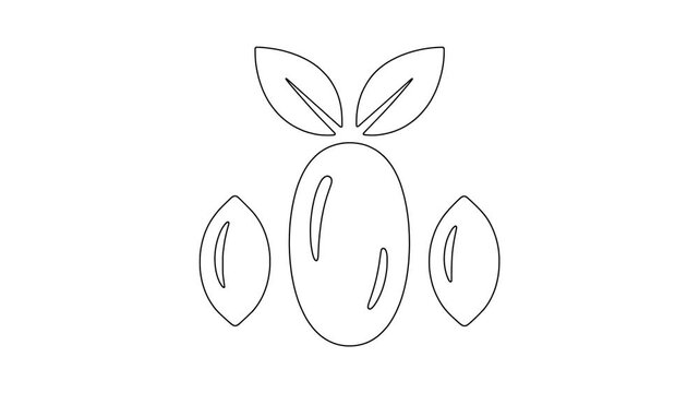 Fruit with leaves , natural food, fresh produce, animated icon