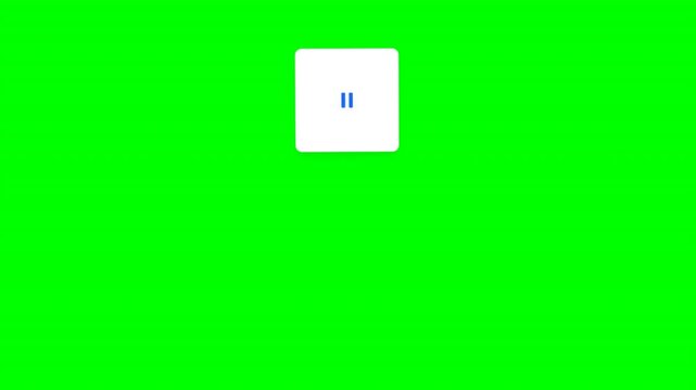 Video media play and pause button popup top banner on green screen