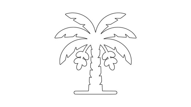 Palm tree with sun, natural food, fresh produce, animated icon
