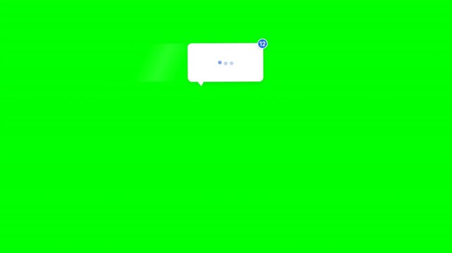 Chat message comment bubble pop animation top banner on green screen