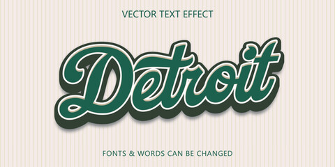 Detroit varsity script editable text effect, Vintage sport text style vector illustration © wintoko