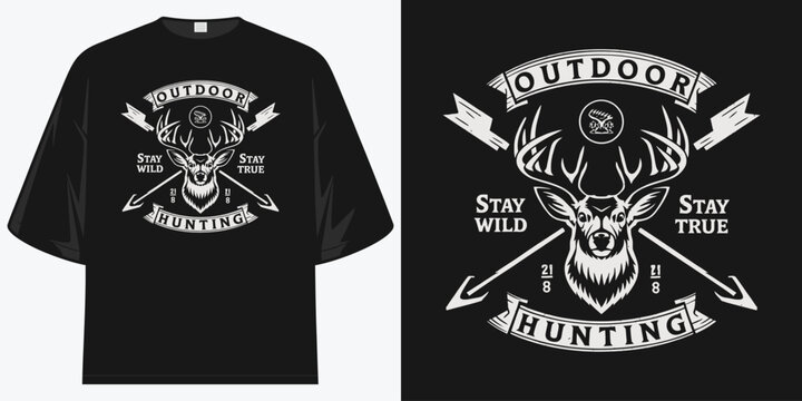 outdoor deer hunting stay wild stay true distressed vintage retro graphic design apparel art print vector illustration artwork t shirt design vector illustration artwork