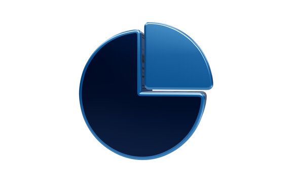 Pie Chart Analysis: A 3D rendered pie chart displays data with distinct blue segments, representing a division or proportion.