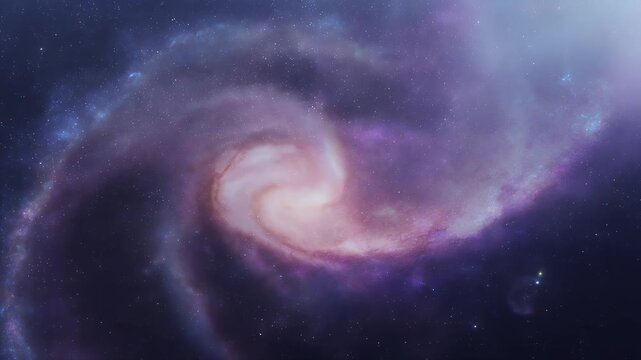 A vibrant, swirling nebula with distant, glowing objects.
