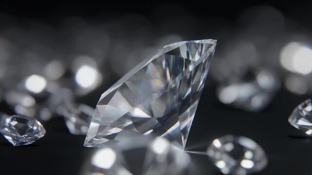 A close-up, high-resolution view of numerous sparkling diamonds.