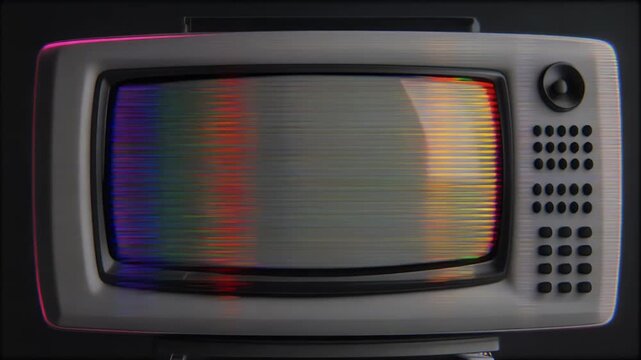Three vintage television screens are stacked vertically, each displaying a blurred screen with subtle color distortion.