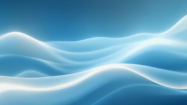 Abstract blue and white flowing waves in three horizontal sections.