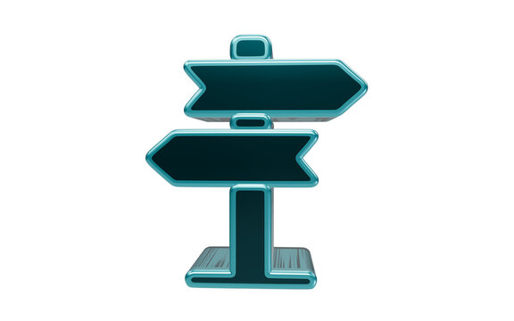 Signpost with Two Arrows: A teal-colored signpost with two arrow-shaped signs points in opposite directions, symbolizing choice and direction.