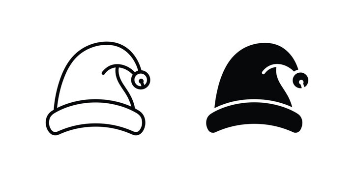 Santa hat minimalist vector illustration featuring solid and outline icons for holiday season design projects