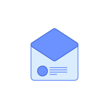 Open envelope vector icon with letter card, representing received email, mailbox message, digital correspondence, customer contact and clean communication design.
