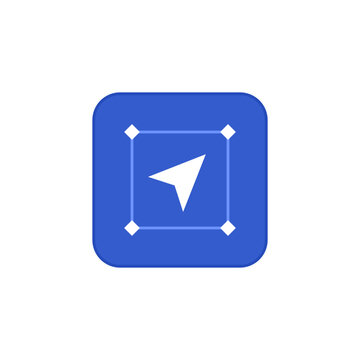 Resize cursor vector icon with diagonal arrow and corner handles, showing transform tool, scale action, layout editing, object selection and clean design control.