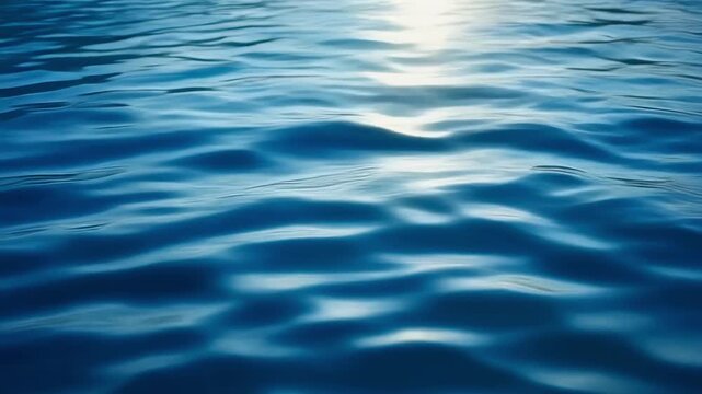 Calm ocean surface ripples with sunlight reflecting during golden hour for serene backgrounds