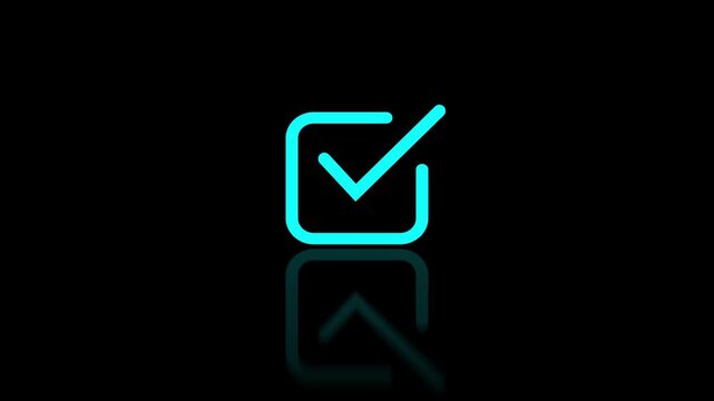 check mark animation. Yes tick. Correct check mark symbol. Yes sign. Correct vote icon on black background. Animated green tick concept 4k video