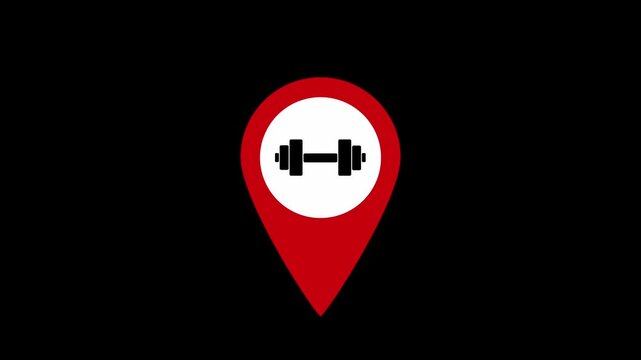 Gym pin location loop animation with transparent background
