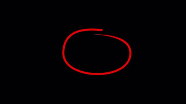 Circle Mark Animation with Hand Drawn Circle Outline, Red Highlight Ring and Circular Drawing Effect, Smooth Motion Graphic Overlay for Video Editing in 4K